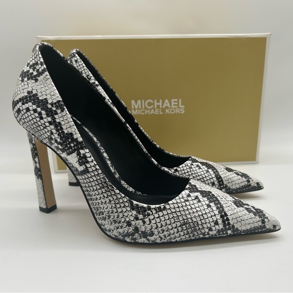 Michael Kors Amara Snake Embossed Leather Pumps Grey Size 7M NWB - Picture 10 of 10